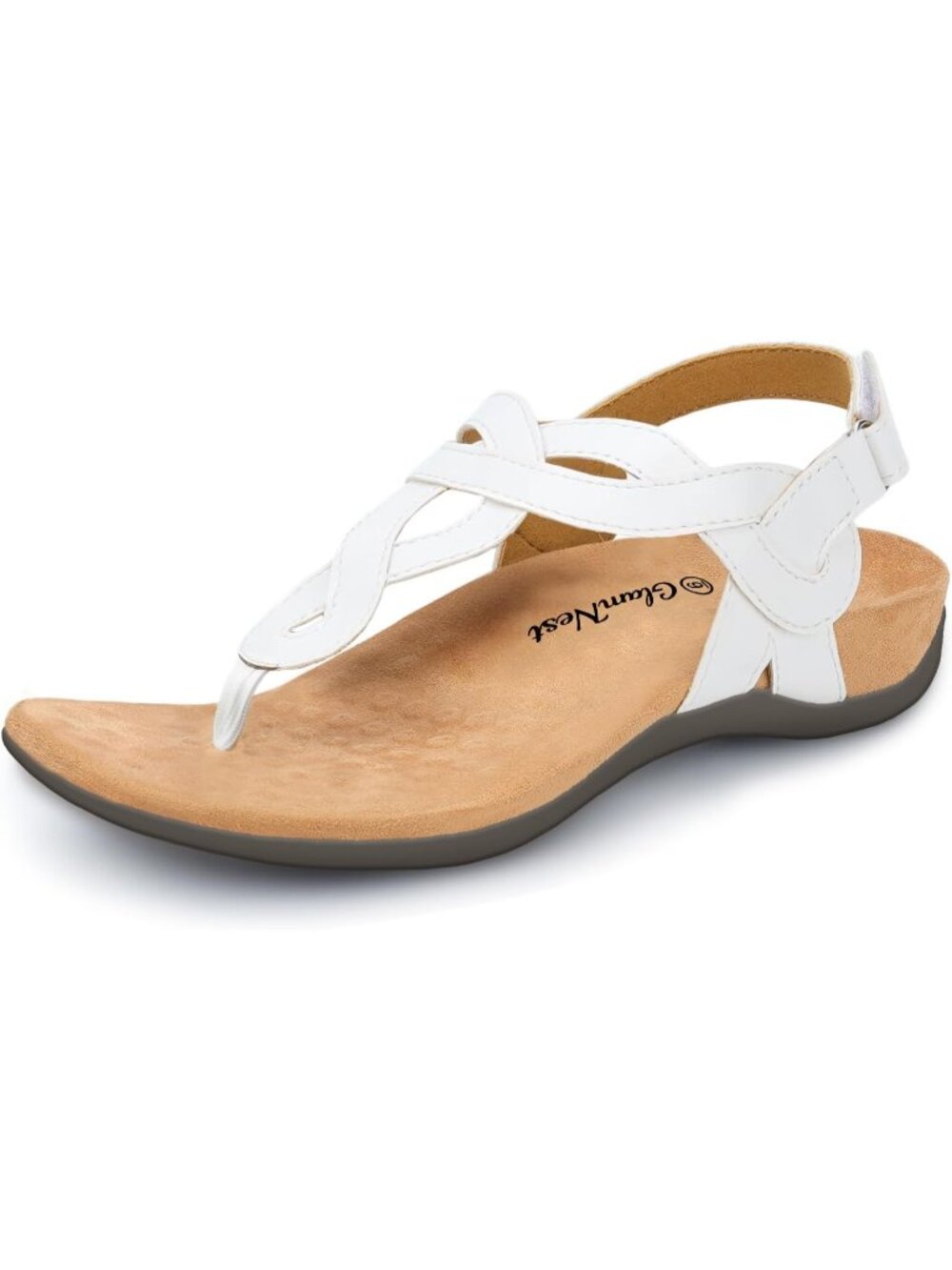 Women’s White Comfortable Arch Support Casual Thong T-Strap Supportive Sandals